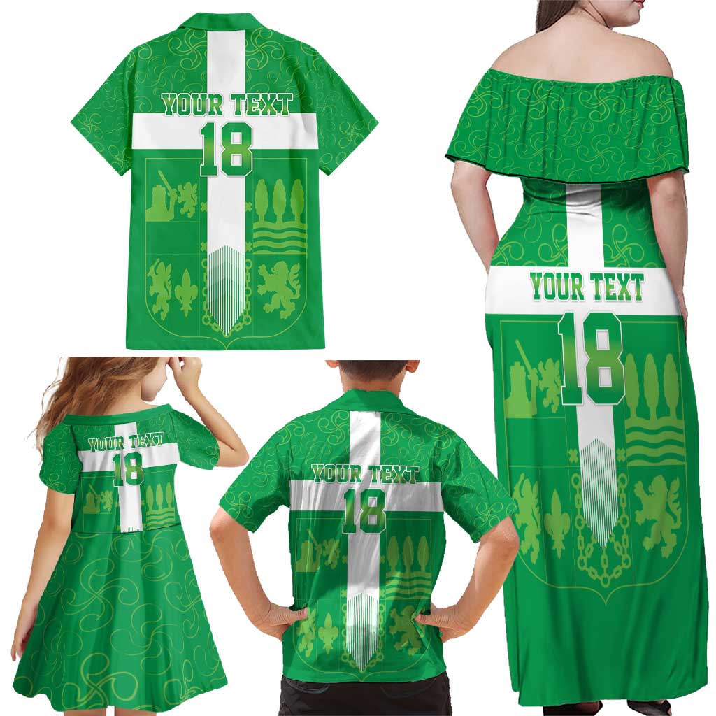 Custom Basque Euskadi Football Family Matching Off Shoulder Maxi Dress and Hawaiian Shirt Euskal Selekzioa Go Champion