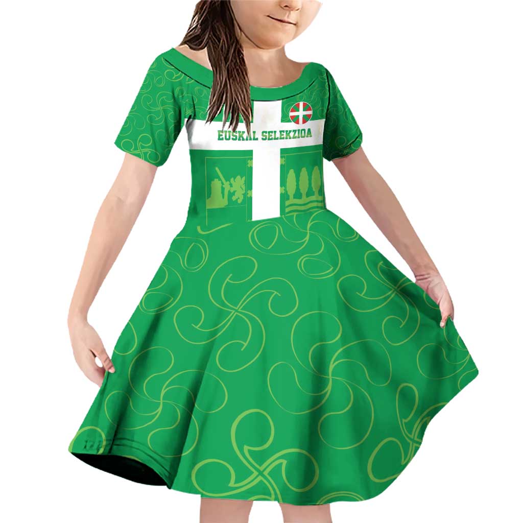 Custom Basque Euskadi Football Family Matching Off Shoulder Short Dress and Hawaiian Shirt Euskal Selekzioa Go Champion