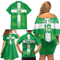 Custom Basque Euskadi Football Family Matching Off Shoulder Short Dress and Hawaiian Shirt Euskal Selekzioa Go Champion