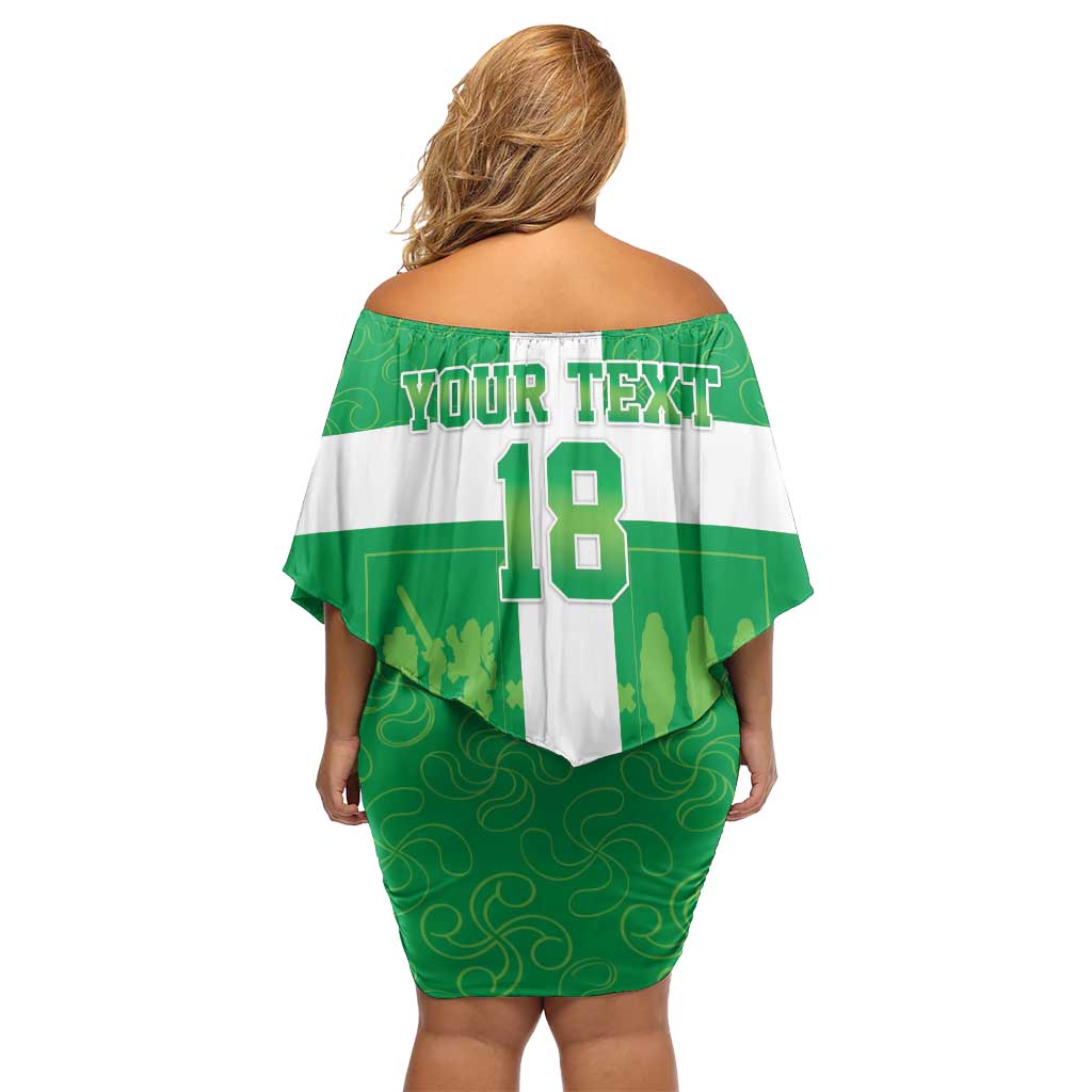 Custom Basque Euskadi Football Family Matching Off Shoulder Short Dress and Hawaiian Shirt Euskal Selekzioa Go Champion