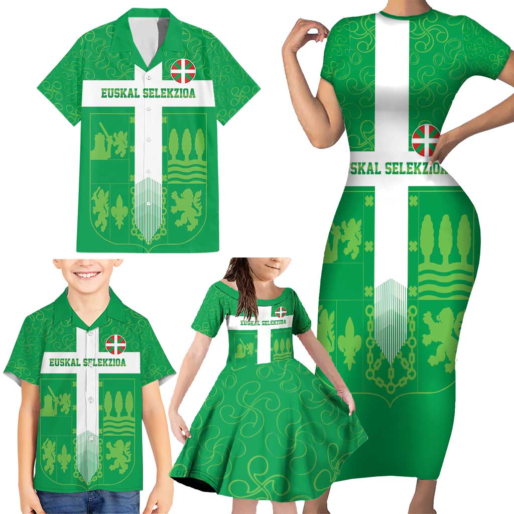 Custom Basque Euskadi Football Family Matching Short Sleeve Bodycon Dress and Hawaiian Shirt Euskal Selekzioa Go Champion