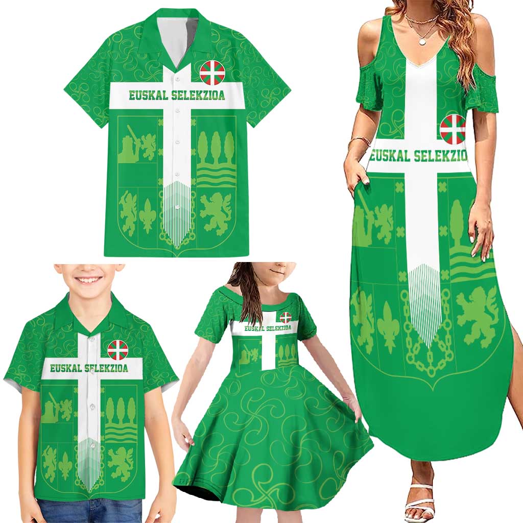 Custom Basque Euskadi Football Family Matching Summer Maxi Dress and Hawaiian Shirt Euskal Selekzioa Go Champion