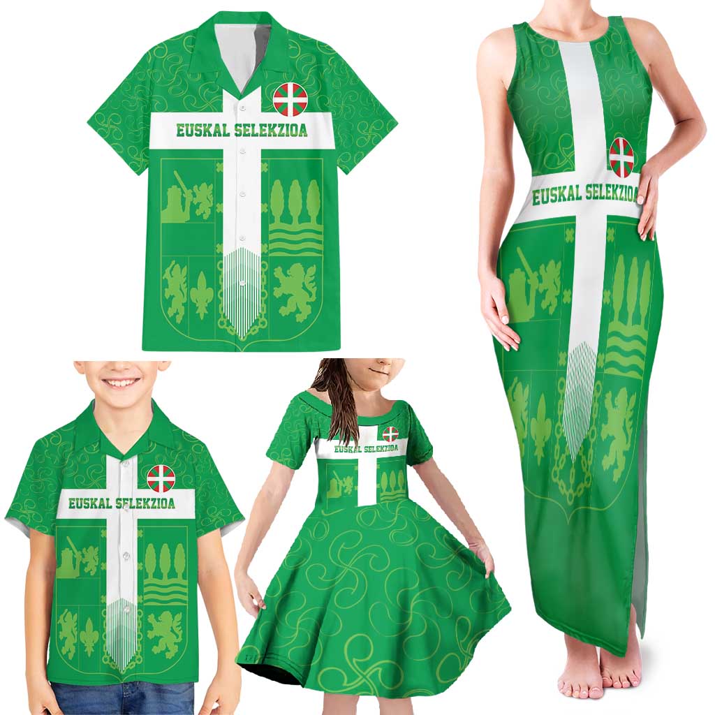 Custom Basque Euskadi Football Family Matching Tank Maxi Dress and Hawaiian Shirt Euskal Selekzioa Go Champion