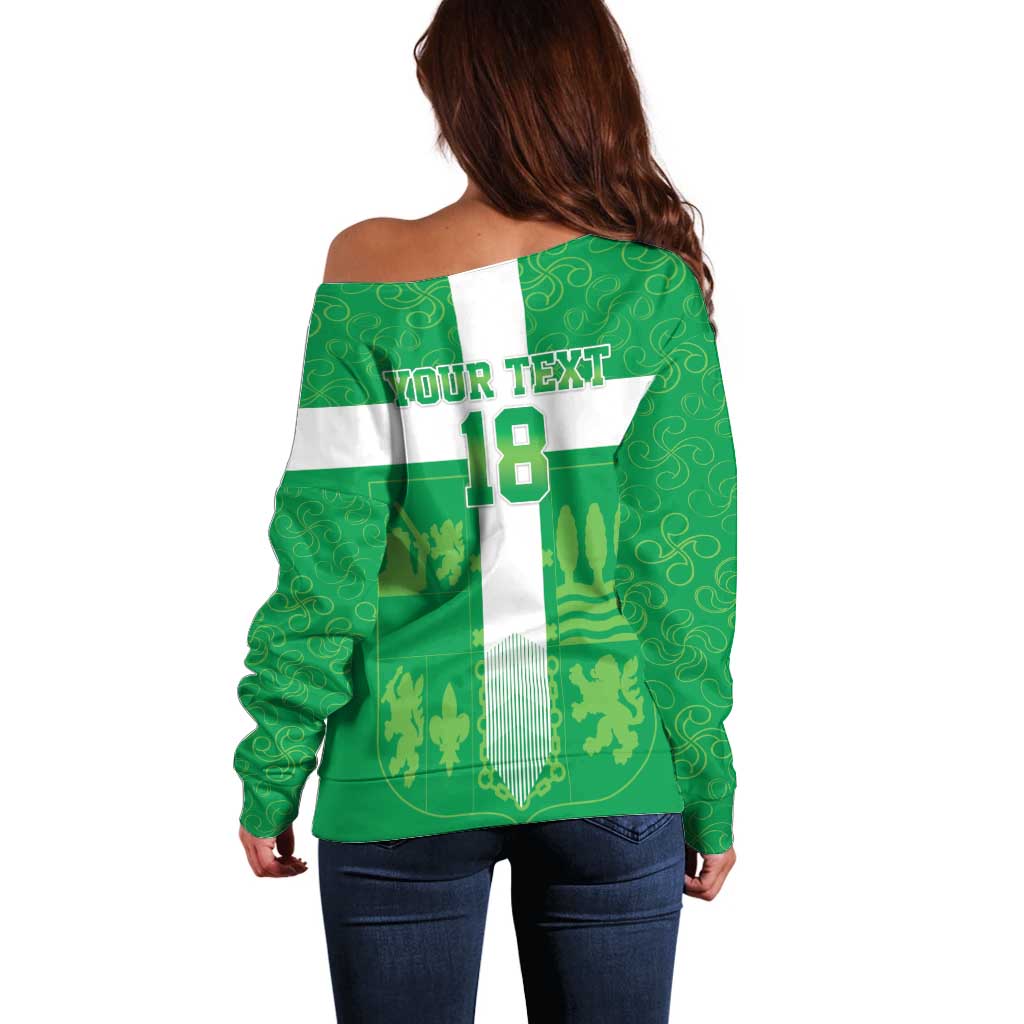 Custom Basque Euskadi Football Off Shoulder Sweater Euskal Selekzioa Go Champion