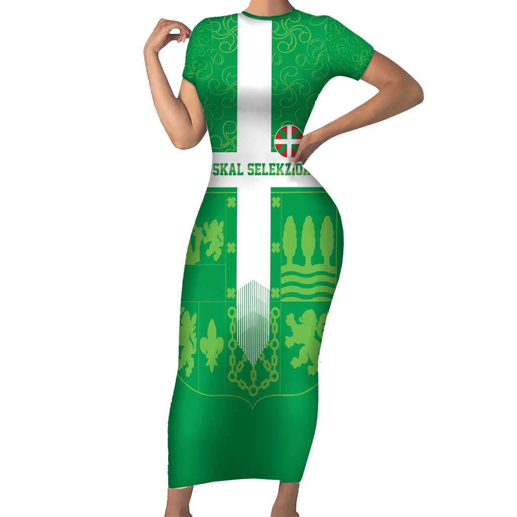 Custom Basque Euskadi Football Short Sleeve Bodycon Dress Euskal Selekzioa Go Champion