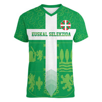 Custom Basque Euskadi Football Women V-Neck T-Shirt Euskal Selekzioa Go Champion