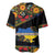Petrykivka Ukrainian Folk Pattern Baseball Jersey Golden Trident With Map