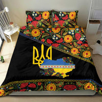 Petrykivka Ukrainian Folk Pattern Bedding Set Golden Trident With Map