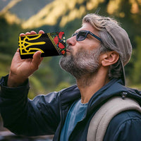 Petrykivka Ukrainian Folk Pattern 4 in 1 Can Cooler Tumbler Golden Trident With Map