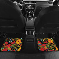 Petrykivka Ukrainian Folk Pattern Car Mats Golden Trident With Map