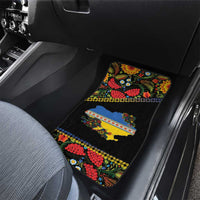 Petrykivka Ukrainian Folk Pattern Car Mats Golden Trident With Map