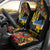 Petrykivka Ukrainian Folk Pattern Car Seat Cover Golden Trident With Map
