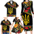 Petrykivka Ukrainian Folk Pattern Family Matching Long Sleeve Bodycon Dress and Hawaiian Shirt Golden Trident With Map