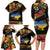 Petrykivka Ukrainian Folk Pattern Family Matching Long Sleeve Bodycon Dress and Hawaiian Shirt Golden Trident With Map