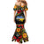 Petrykivka Ukrainian Folk Pattern Family Matching Mermaid Dress and Hawaiian Shirt Golden Trident With Map