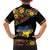 Petrykivka Ukrainian Folk Pattern Family Matching Off The Shoulder Long Sleeve Dress and Hawaiian Shirt Golden Trident With Map