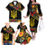 Petrykivka Ukrainian Folk Pattern Family Matching Off The Shoulder Long Sleeve Dress and Hawaiian Shirt Golden Trident With Map