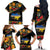 Petrykivka Ukrainian Folk Pattern Family Matching Off The Shoulder Long Sleeve Dress and Hawaiian Shirt Golden Trident With Map