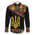 Petrykivka Ukrainian Folk Pattern Family Matching Off The Shoulder Long Sleeve Dress and Hawaiian Shirt Golden Trident With Map