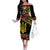 Petrykivka Ukrainian Folk Pattern Family Matching Off The Shoulder Long Sleeve Dress and Hawaiian Shirt Golden Trident With Map