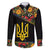 Petrykivka Ukrainian Folk Pattern Family Matching Off Shoulder Maxi Dress and Hawaiian Shirt Golden Trident With Map