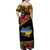 Petrykivka Ukrainian Folk Pattern Family Matching Off Shoulder Maxi Dress and Hawaiian Shirt Golden Trident With Map