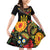 Petrykivka Ukrainian Folk Pattern Family Matching Off Shoulder Short Dress and Hawaiian Shirt Golden Trident With Map