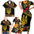 Petrykivka Ukrainian Folk Pattern Family Matching Short Sleeve Bodycon Dress and Hawaiian Shirt Golden Trident With Map