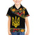 Petrykivka Ukrainian Folk Pattern Family Matching Short Sleeve Bodycon Dress and Hawaiian Shirt Golden Trident With Map