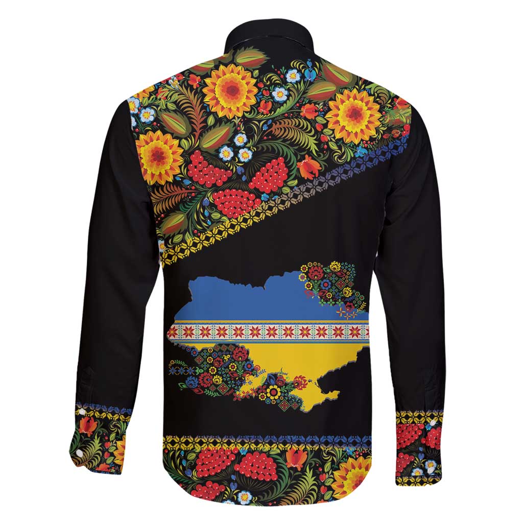 Petrykivka Ukrainian Folk Pattern Family Matching Summer Maxi Dress and Hawaiian Shirt Golden Trident With Map