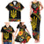 Petrykivka Ukrainian Folk Pattern Family Matching Tank Maxi Dress and Hawaiian Shirt Golden Trident With Map