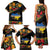 Petrykivka Ukrainian Folk Pattern Family Matching Tank Maxi Dress and Hawaiian Shirt Golden Trident With Map