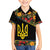 Petrykivka Ukrainian Folk Pattern Family Matching Tank Maxi Dress and Hawaiian Shirt Golden Trident With Map