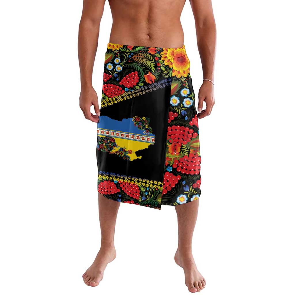 Petrykivka Ukrainian Folk Pattern Lavalava Golden Trident With Map