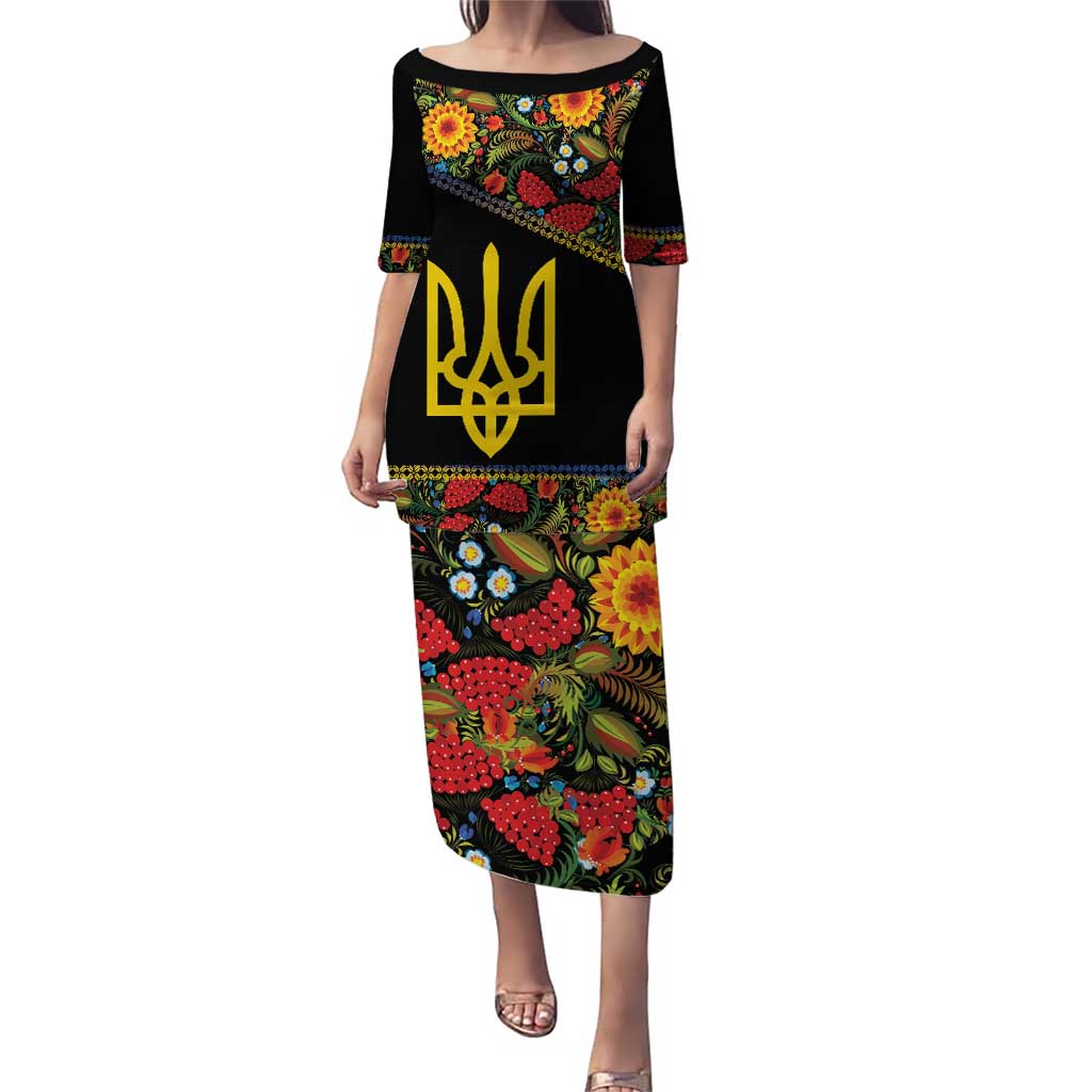 Petrykivka Ukrainian Folk Pattern Puletasi Golden Trident With Map