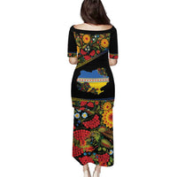 Petrykivka Ukrainian Folk Pattern Puletasi Golden Trident With Map