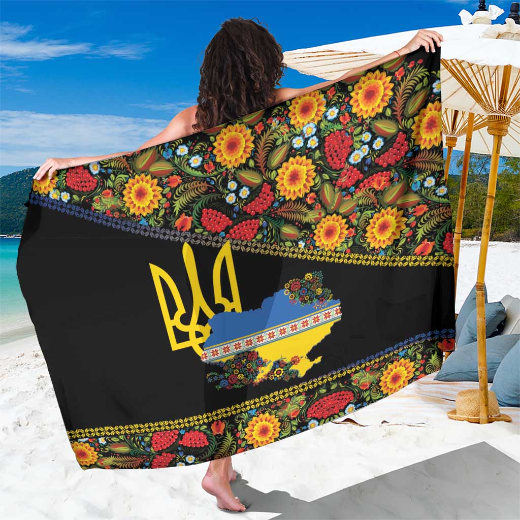 Petrykivka Ukrainian Folk Pattern Sarong Golden Trident With Map