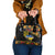Petrykivka Ukrainian Folk Pattern Shoulder Handbag Golden Trident With Map