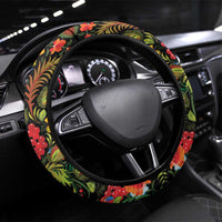 Petrykivka Ukrainian Folk Pattern Steering Wheel Cover Golden Trident With Map