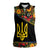Petrykivka Ukrainian Folk Pattern Women Sleeveless Polo Shirt Golden Trident With Map