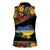 Petrykivka Ukrainian Folk Pattern Women Sleeveless Polo Shirt Golden Trident With Map