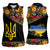 Petrykivka Ukrainian Folk Pattern Women Sleeveless Polo Shirt Golden Trident With Map