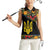 Petrykivka Ukrainian Folk Pattern Women Sleeveless Polo Shirt Golden Trident With Map