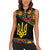 Petrykivka Ukrainian Folk Pattern Women Sleeveless Polo Shirt Golden Trident With Map
