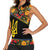 Petrykivka Ukrainian Folk Pattern Women Sleeveless Polo Shirt Golden Trident With Map