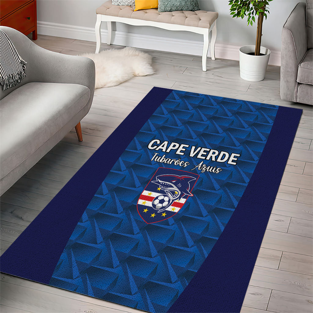Cape Verde Football 2026 Area Rug Atlantic Blue Sharks Heritage