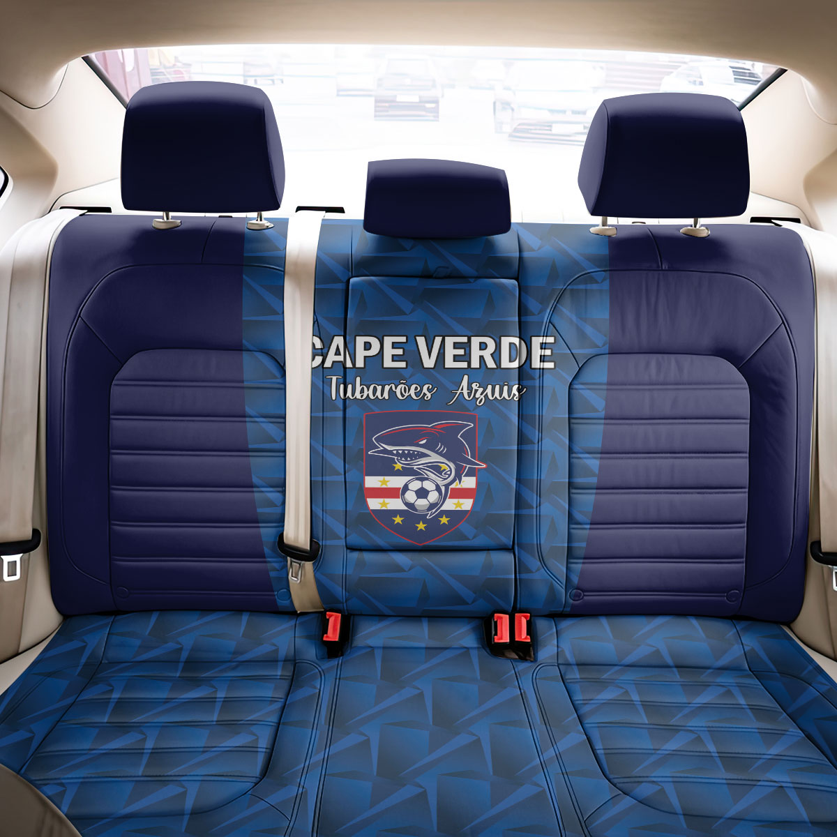 Cape Verde Football 2026 Back Car Seat Cover Atlantic Blue Sharks Heritage