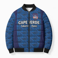 Custom Cape Verde Football 2026 Bomber Puffer Jacket Atlantic Blue Sharks Heritage