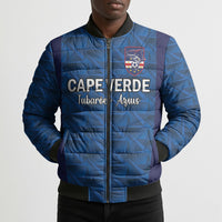 Custom Cape Verde Football 2026 Bomber Puffer Jacket Atlantic Blue Sharks Heritage