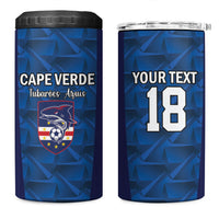 Custom Cape Verde Football 2026 4 in 1 Can Cooler Tumbler Atlantic Blue Sharks Heritage